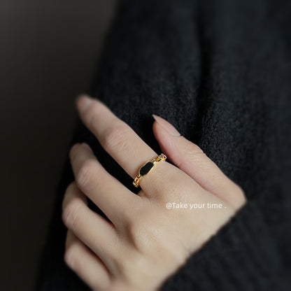 A廠【5424】時尚高級感電鍍18K真金高品質保色開口可調式指環食指戒 幾何戒指 25.01-3