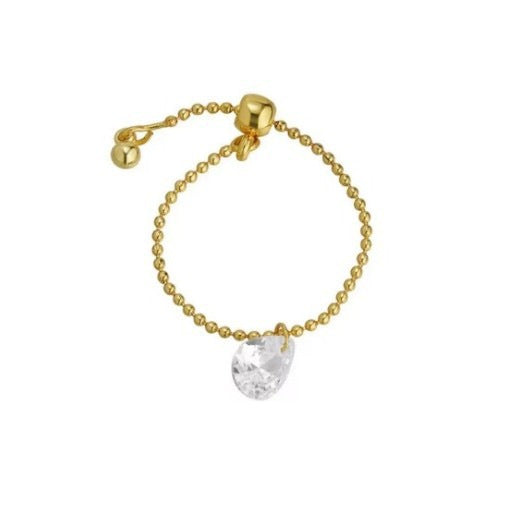 E廠【DQ8154R】S925純銀簡約高級感水滴鋯石戒指女ins時尚氣質抽拉調整戒指
 25.10-3