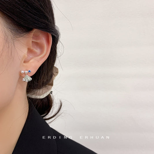 A廠【3218】海洋系列不對稱微鑲鋯石海星貝殼耳環清新甜美設計感藍色滴釉耳飾
 25.11-3