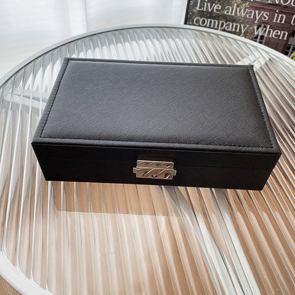 【AQ104】旅行簡約便攜首飾盒高級帶鎖耳環耳環防塵收納盒歐式大容量展示盒