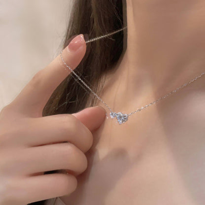 E廠【XDQ0549N】S925純銀爆閃心相依項鍊女高級感精緻愛心閃鋯甜美鎖骨鏈潮
 26.01-1