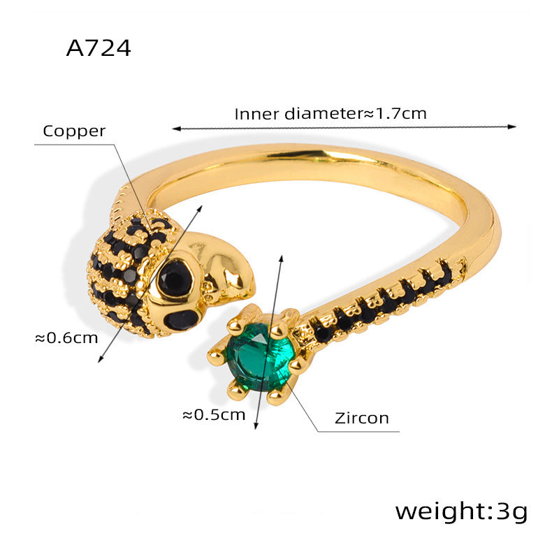 B廠【A722-7】誇張個性嘻哈龐克系列戒指2024年春季歐美新款熱賣鑲鑽銅鍍金指環 24.01-2