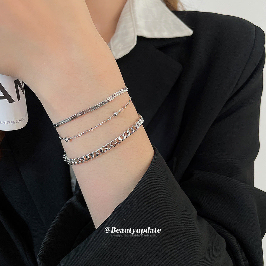 A廠【HB4601】歐美跨國金屬感蛇鍊手鍊三件組時尚百搭氣質手環小眾設計感手飾女
 25.10-1