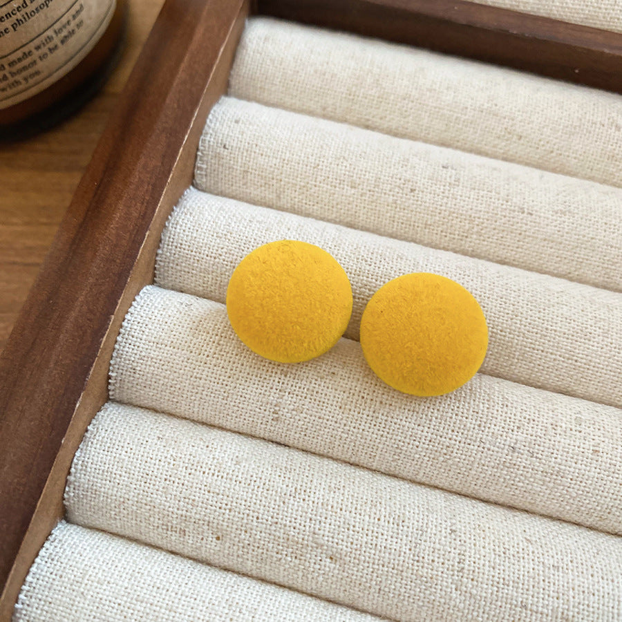 A廠【HE29226】925銀針布藝植絨圓形耳環簡約小眾氣質耳環輕奢高級感百搭耳環
 25.11-1