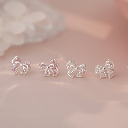 D廠【YC2442E】S999足銀蝴蝶結鋯石耳環 清新文藝韓風韓式小眾溫柔耳飾 25.06-2