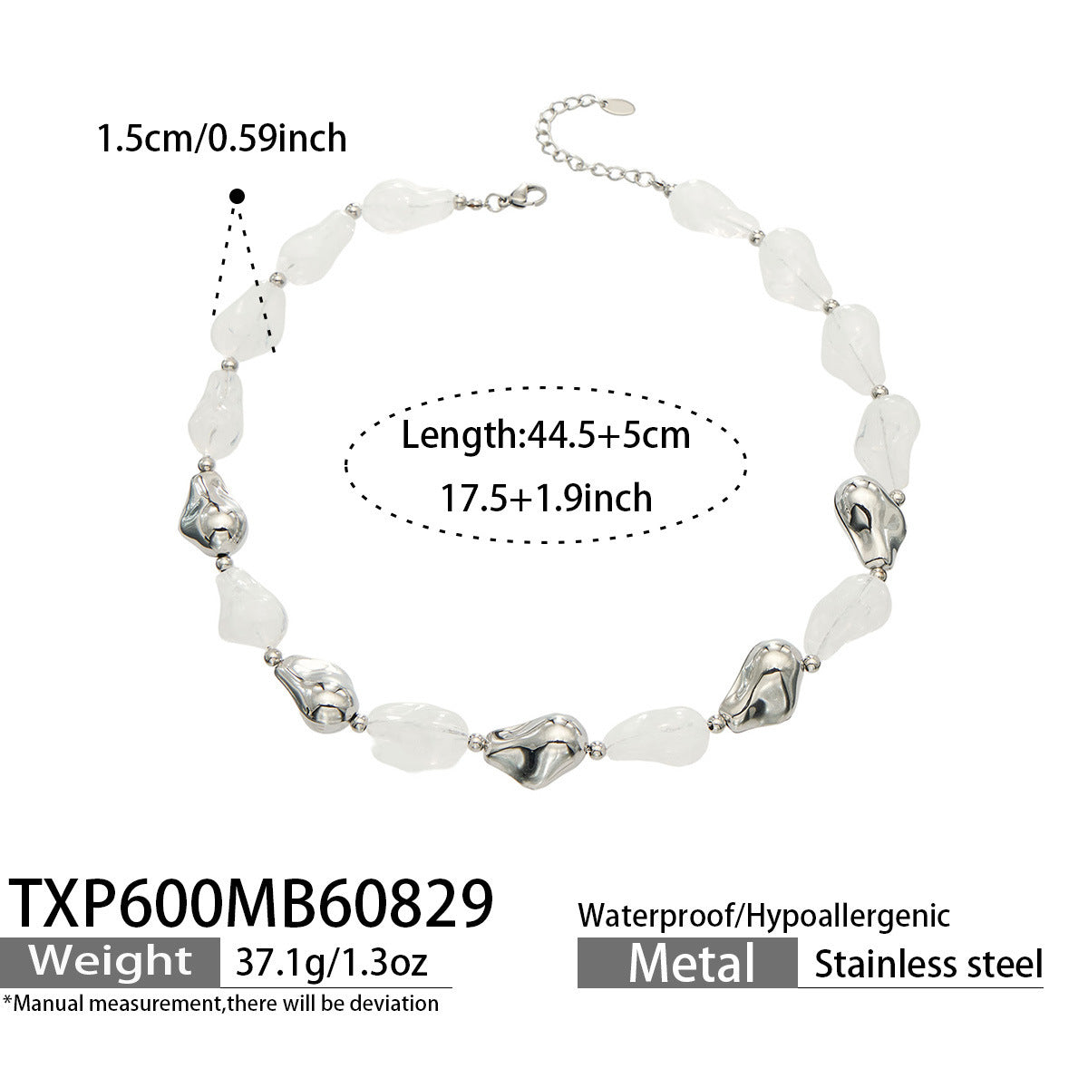 B廠【TXP600】跨境飾品不規則樹脂不銹鋼手鍊小眾撞色ins風輕奢女手鍊項鍊套裝
 26.09-1