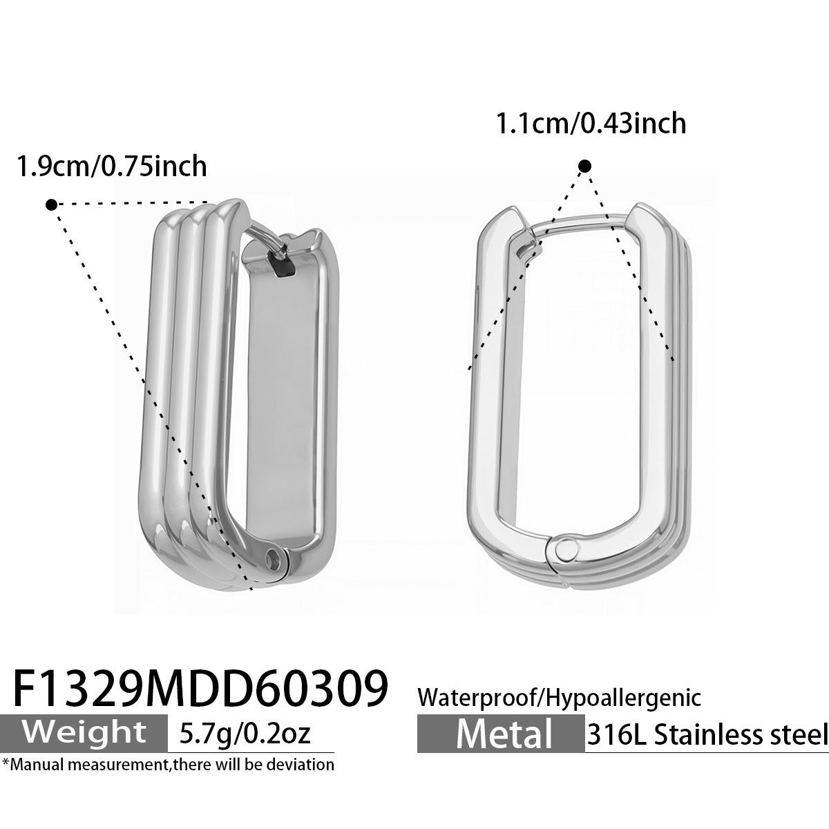 B廠【F1329】跨國新款優雅時尚耳環歐美輕奢百搭幾何設計耳環不鏽鋼鍍18k真金
 26.03-3