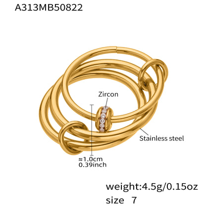 B廠【A309】超閃5A鋯石小鑽尾戒三件組戒指不鏽鋼18k鍍金飾品跨境rings
 25.10-1