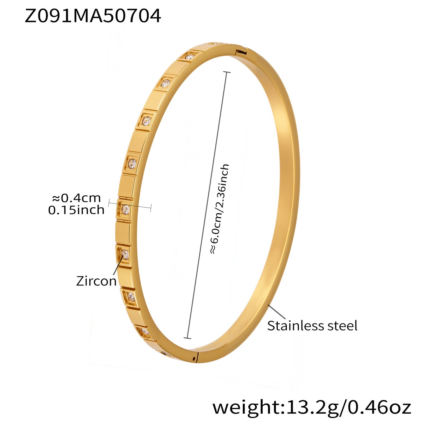B廠【Z091】跨境輕奢高級感小眾幾何時尚鋯石手鐲不鏽鋼鍍18k金女手環組合
 26.01-3