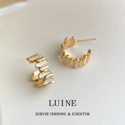 A廠【7098】小眾輕奢時尚高級感925銀針鍍14K不規則圓形幾何新款耳環
 25.11-3