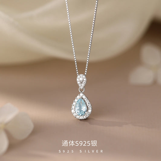 D廠【HE_60008N】純銀S925法式托帕石水滴項鍊女簡約輕奢復古精美小眾鎖骨鏈
 26.09-2