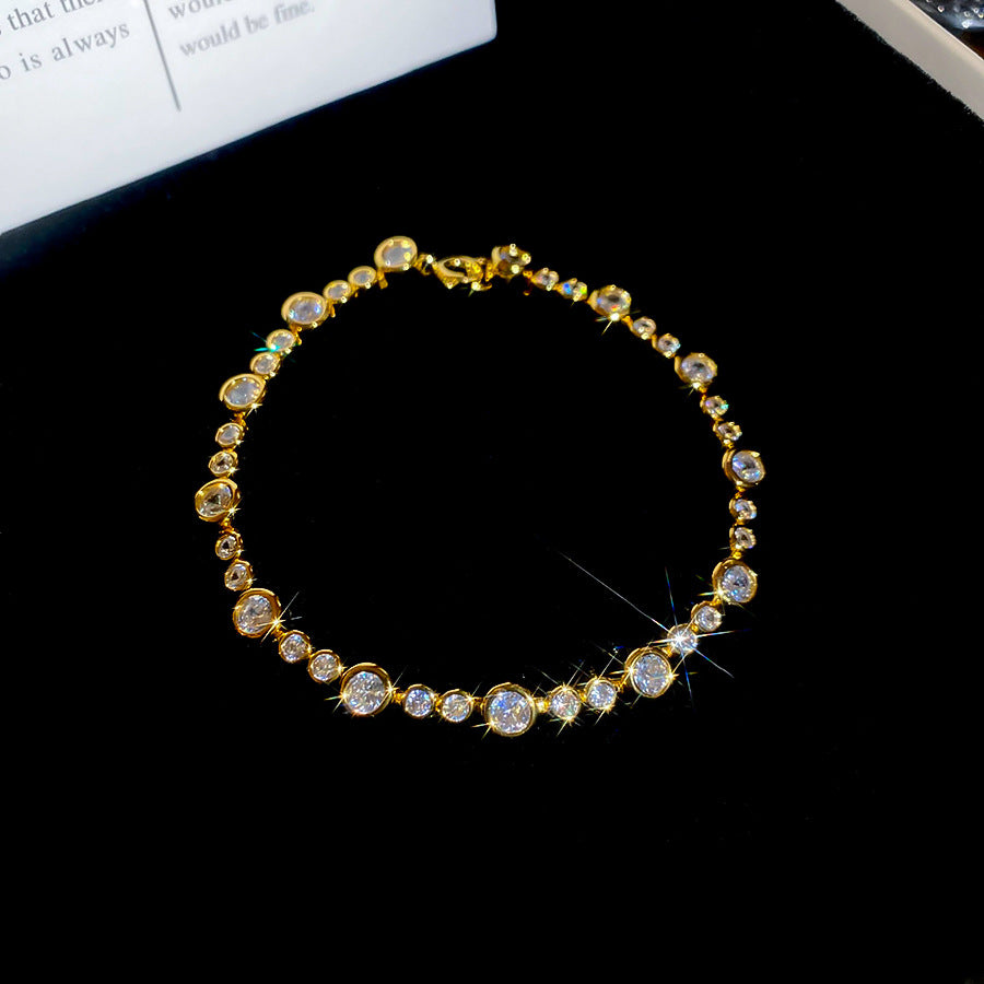 A廠【HB4869】韓系ins鋯石圓形手鍊輕奢高級感手環簡約小眾設計感氣質手飾
 25.11-1