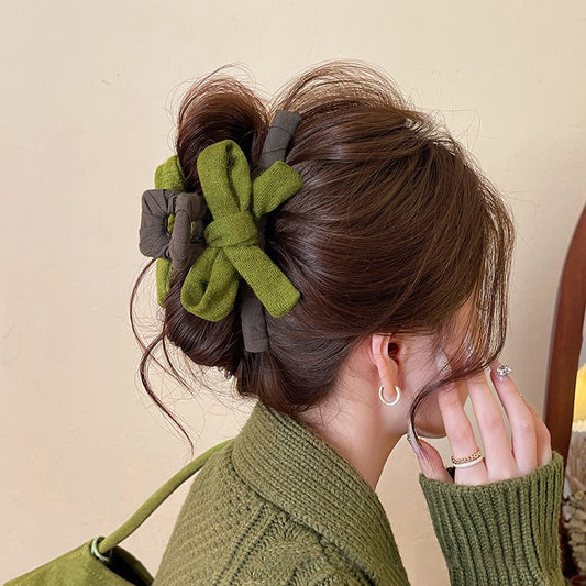 C廠【J29】抹茶森林~頭髮抓夾女蝴蝶結鯊魚夾髮量大髮夾2025新款盤髮頭飾
 25.12-3「C廠-單筆結帳需滿，NT$500出貨(不含運費)」