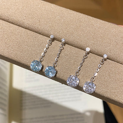 E廠【DQ10031E】S925純銀爆閃玫瑰切耳環女氣質甜美彩色鋯石耳環精緻耳飾
 25.10-2