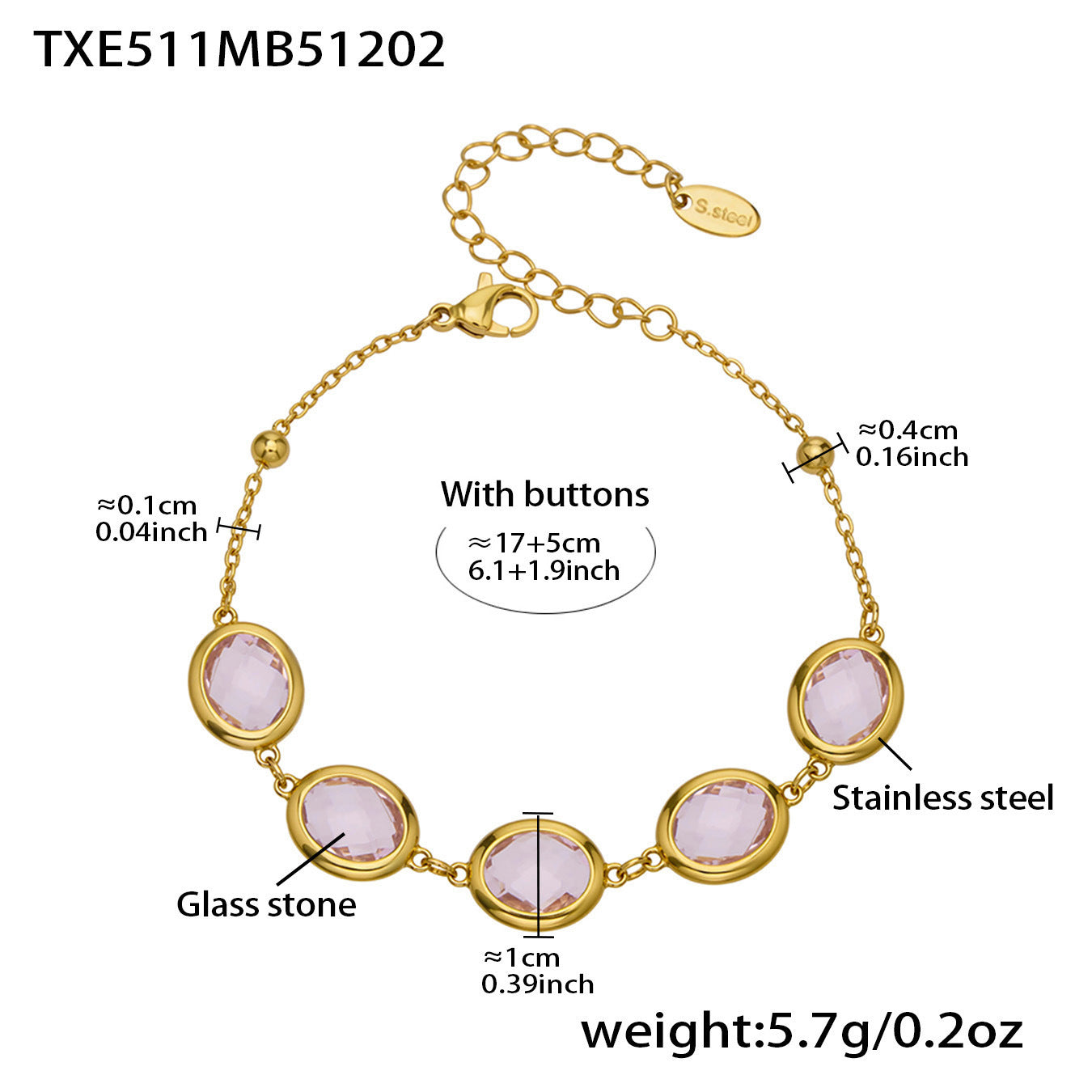 B廠【TXP511】不鏽鋼幾何橢圓切面玻璃石包邊項鍊手鍊耳環組鍍18k金跨國首飾
 25.12-2