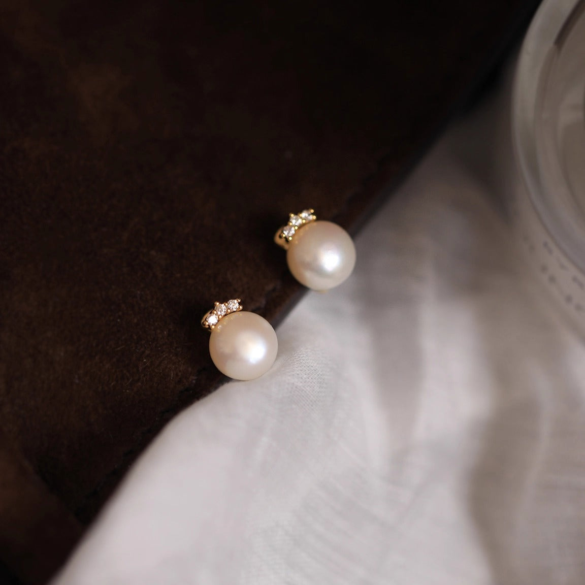 F廠【DQ10500E】S999純銀法式復古淡水珍珠耳環女優雅氣質鑲鑽鋯石耳飾品
 25.09-1