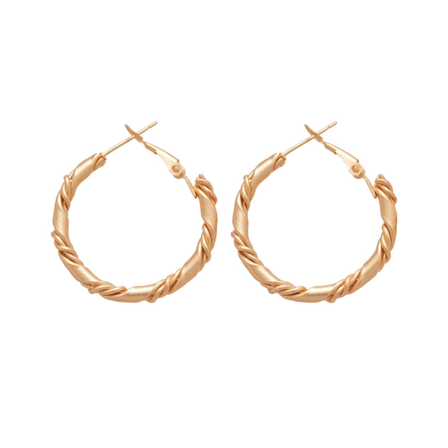 A廠【HE28961】925銀針歐美跨國扭曲幾何圓形耳圈時尚簡約百搭耳環小眾設計感耳飾女
 25.10-4