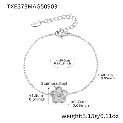 B廠【TXP373】歐美飾品不銹鋼雙面批花五葉花吊墜項鍊手鍊套裝鍍18k真金
 25.09-2