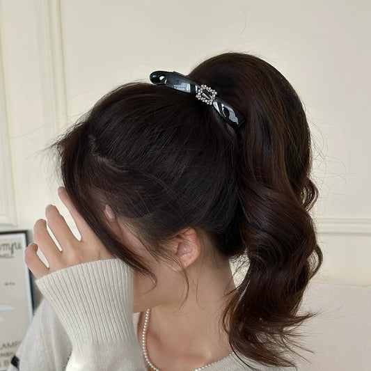 C廠【X26】黑色水鑽蝴蝶結紮高馬尾頭飾髮夾香蕉夾豎夾女氣質高級感2026新款
 26.03-3