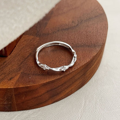 F廠【DQ8148R】足銀999小眾輕奢四芒星戒指女小清新溫柔微鑲星星開口食指戒 25.07-1