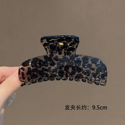 C廠【X547】黑豹紋抓夾透色高級感大盤髮夾後腦勺半扎鯊魚夾髮飾新款髮夾女 26.07-1「C廠-單筆結帳需滿，NT$500出貨(不含運費)」