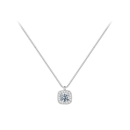 D廠【YC0162N】S925純銀方鑽項鍊2024年全新爆款鎖骨鏈輕奢女春小眾設計感 25.03-4