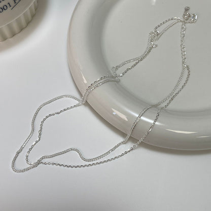 F廠【XDQ1109N】通體S925純銀波光粼粼雙層鏈條項鍊女時尚縱享絲滑疊戴鎖骨鏈
 25.11-1