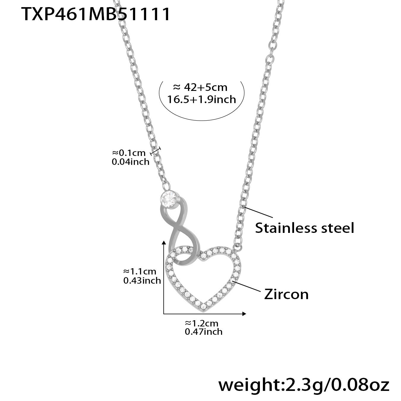B廠【TXP461】跨境熱銷款愛心8字鋯石超精緻項鍊手鍊套組不鏽鋼鍍18k真金
 25.11-3