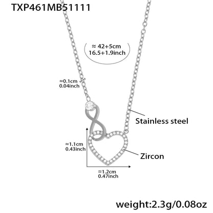B廠【TXP461】跨境熱銷款愛心8字鋯石超精緻項鍊手鍊套組不鏽鋼鍍18k真金
 25.11-3