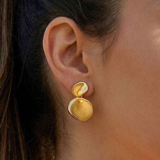 B廠【F1600】亞馬遜爆款幾何橢圓耳環小眾高級感輕奢耳飾不鏽鋼18k金耳環
 26.04-1