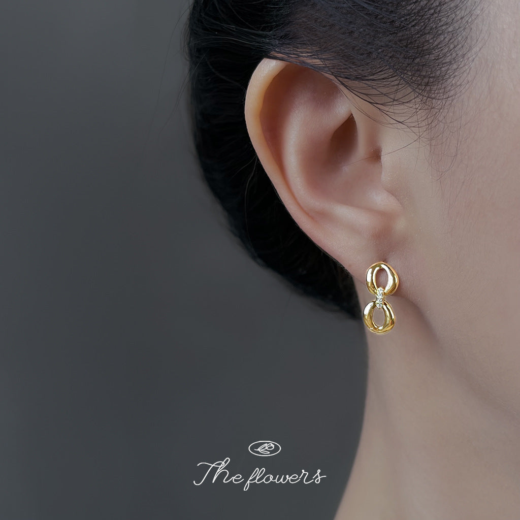 C廠【6967】原創時尚通勤高級感輕奢風微鑲鋯石925銀針鍍14K保色耳環耳飾
 25.10-4