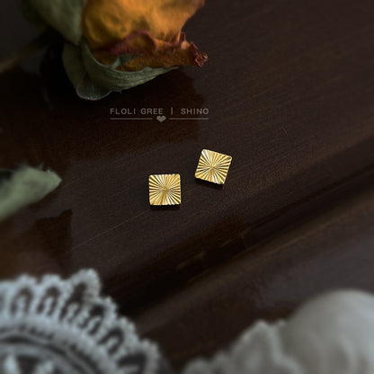 A廠【6648】厚鍍真金！車花工藝切面很閃925銀針方形幾何簡約輕奢風耳環 耳飾
 25.08-5