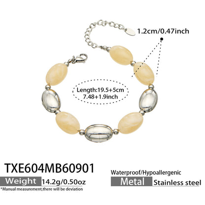 B廠【TXP604】歐美跨境多巴胺串珠不銹鋼鍍金項鍊時尚百搭甜美鎖骨鏈手鍊女套裝
 26.09-1