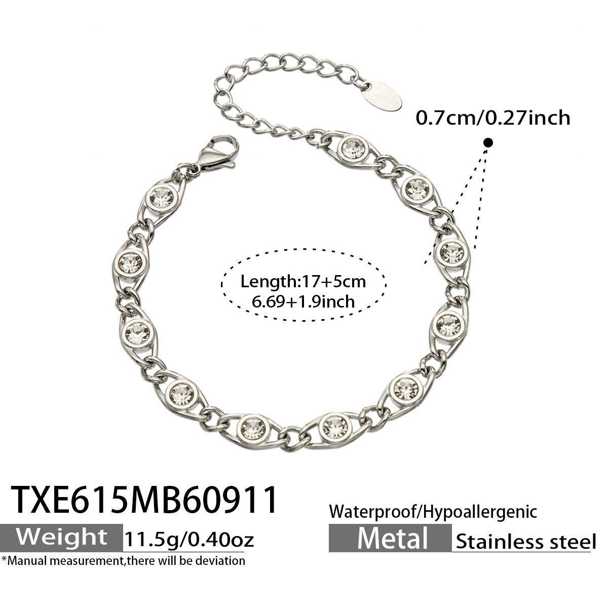 B廠【TXP615】歐美流行多巴胺高級感彩色鋯石不銹鋼手鍊項鍊不掉色時尚女鎖骨鏈
 26.09-3