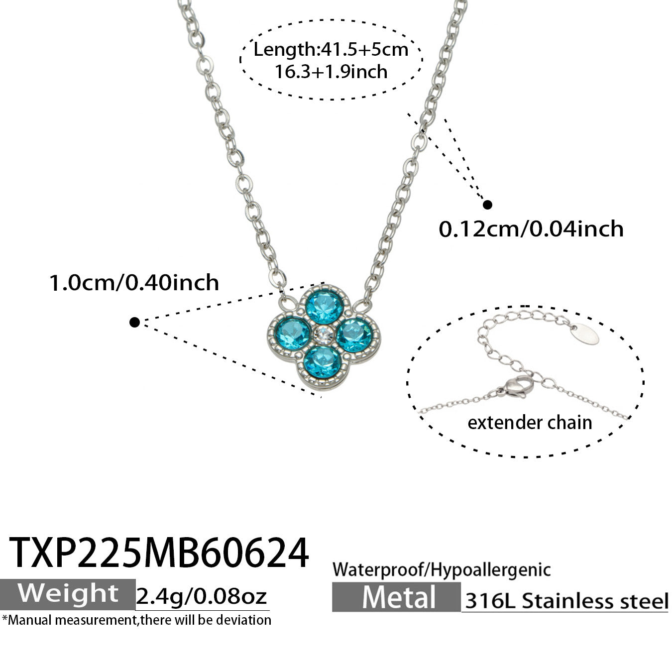 B廠【TXP225】跨境時尚花朵鑲水鑽耳釘ins小眾精緻女士項鍊首飾套裝不銹鋼飾品 26.07-1