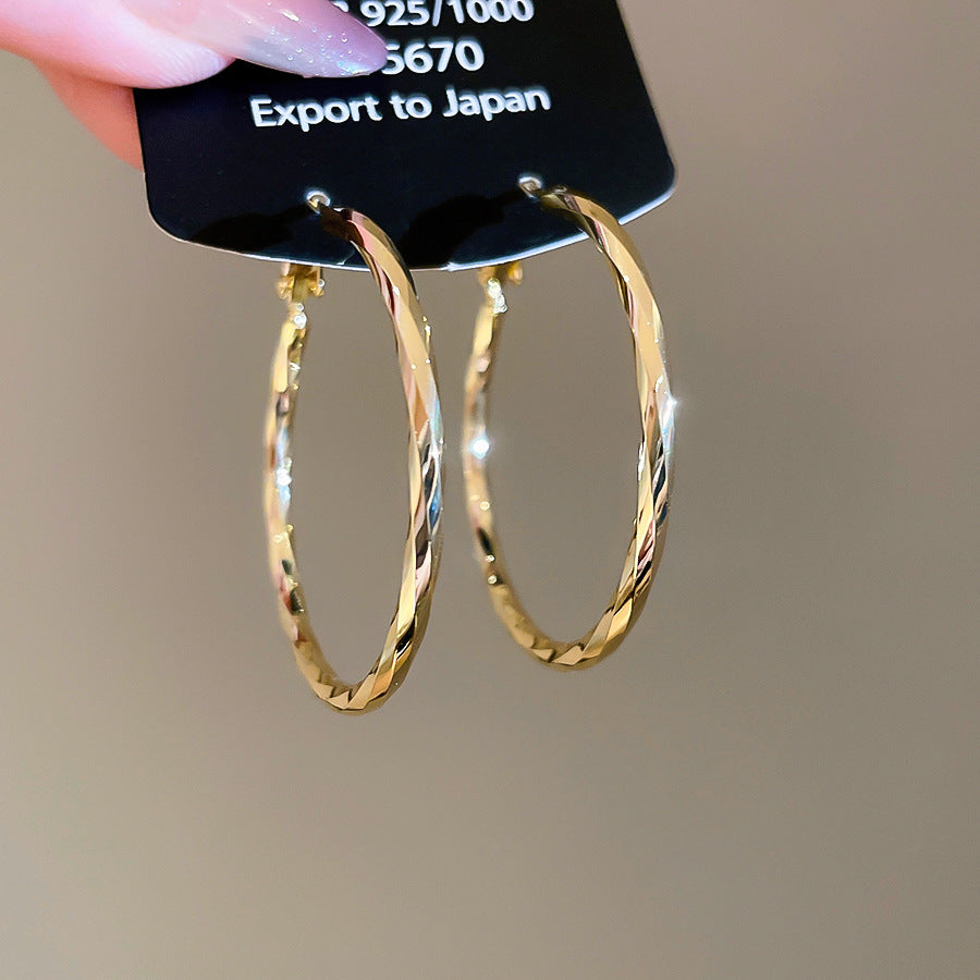 A廠【WE4182】14k真金電鍍歐美跨國扭曲圓形耳圈時尚簡約耳環輕奢高級感耳飾女
 25.10-4