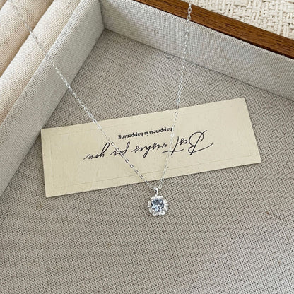 E廠【XDQ0677N】S925純銀日韓小眾藍鋯石花朵項鍊女ins輕奢花邊吊墜鎖骨鏈
 26.01-1