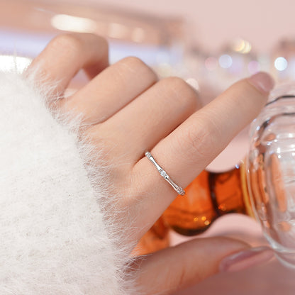 D廠【YC5258R】S999足銀新中式竹節鋯石戒指女國風小眾文藝復古百搭森係指環
 25.12-1