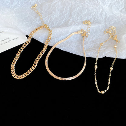 A廠【HB4601】歐美跨國金屬感蛇鍊手鍊三件組時尚百搭氣質手環小眾設計感手飾女
 25.10-1