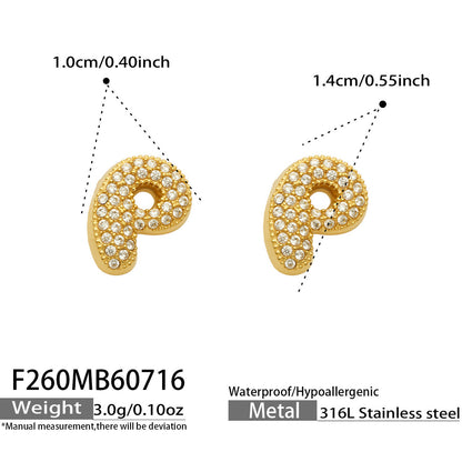 B廠【F260】新款熱銷鋯石26個英文字母不銹鋼鍍18k金 歐美輕奢女飾品耳環
 26.07-4