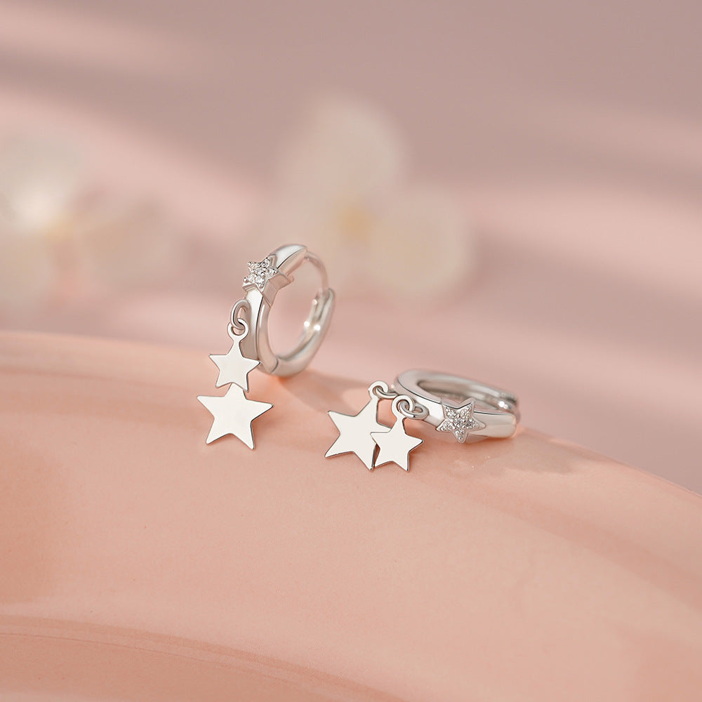 D廠【YC2537E】S999足銀輕奢五角星耳扣女個性時尚百搭氛圍感高級感精緻耳環
 26.03-2