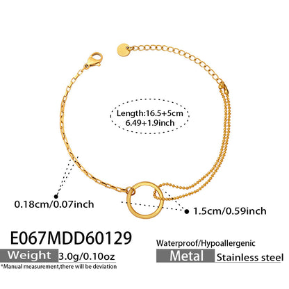 B廠【E067】ins法式冷淡風幾何圓環拼接手鍊跨國簡約高級感飾品不鏽鋼鍍18k金
 26.02-1