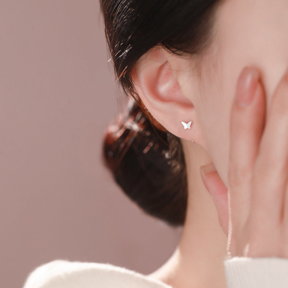 D廠【YC2874E】足銀S999蝴蝶耳環個性百搭清新森系簡約可愛溫柔氣質小巧耳飾
 26.01-2