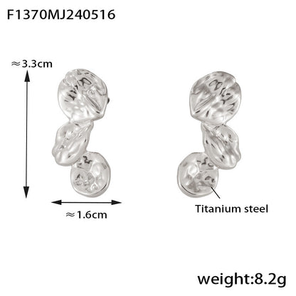 B廠【F1370】歐美跨境時髦小眾INS鈦鋼vintage不規則花瓣百搭耳環 24.05-4