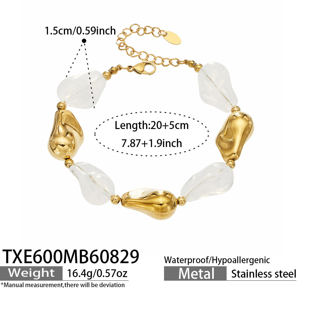B廠【TXP600】跨境飾品不規則樹脂不銹鋼手鍊小眾撞色ins風輕奢女手鍊項鍊套裝
 26.09-1