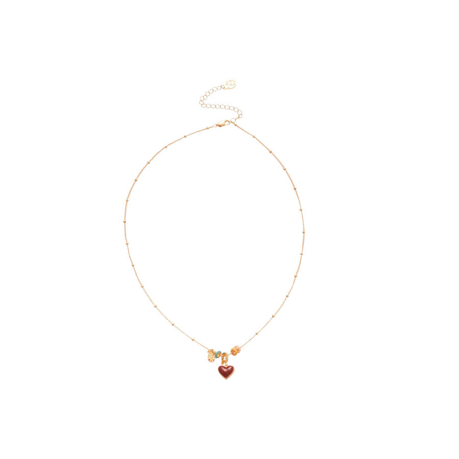 A廠【HN10614】18k真金電鍍滴油貝母愛心項鍊簡約日常通勤鎖骨鏈輕奢小眾頸鍊女
 25.11-2