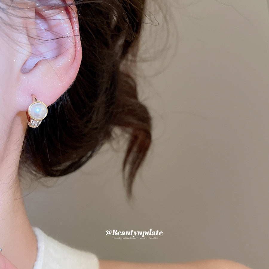 A廠【HE29241】法式復古鋯石圓形珍珠耳環優雅氣質小眾百搭耳環輕奢高級感耳飾女
 25.11-1
