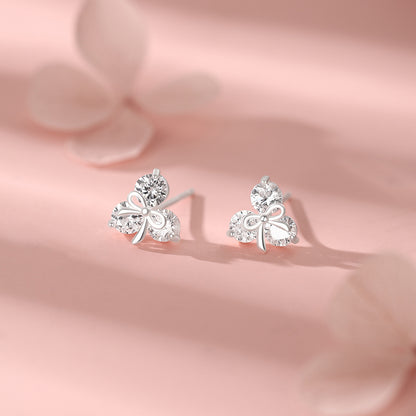 D廠【YC7707E】純銀S925蝴蝶結鋯石耳釘
 26.10-1