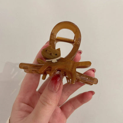 C廠【X384】可愛小貓醋酸抓夾女卡通鯊魚夾子頭飾盤髮抓高級感時尚後腦勺髮夾
 26.05-4「C廠-單筆結帳需滿，NT$500出貨(不含運費)」