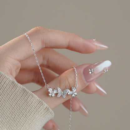 D廠【YC0333N】S999足銀三隻蝴蝶項鍊百搭簡約爆閃新款甜美溫柔鎖骨鏈 25.03-4